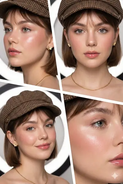 کلاژ ادیتوریال چهارپنله برای پرتره زیبایی