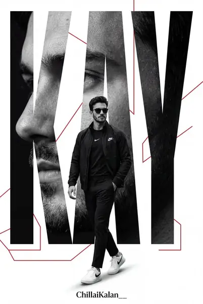 پوستر ورزشی مینیمال با پرتره سینمایی و تایپوگرافی مدرن